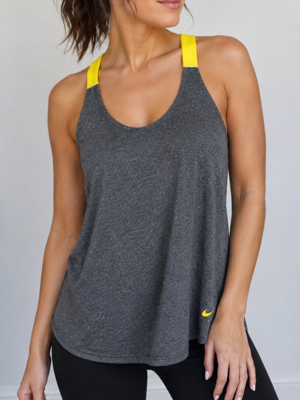 Nike Dri-FIT Gray & Yellow Racerback Training Tank Top Size Small